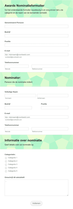 Awards Nominatieformulier Organisatie