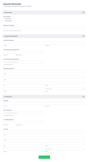 Awards Nominatieformulier Form Template