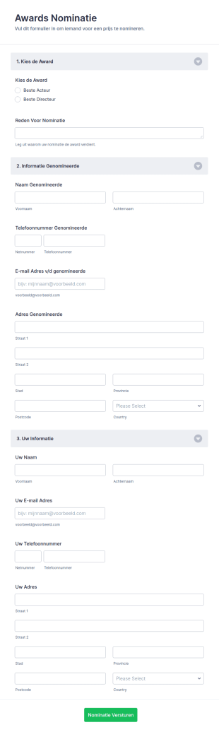 Awards Nominatieformulier