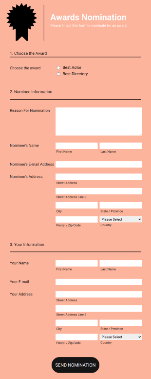 Awards Nomination 1 Responsive Form Template