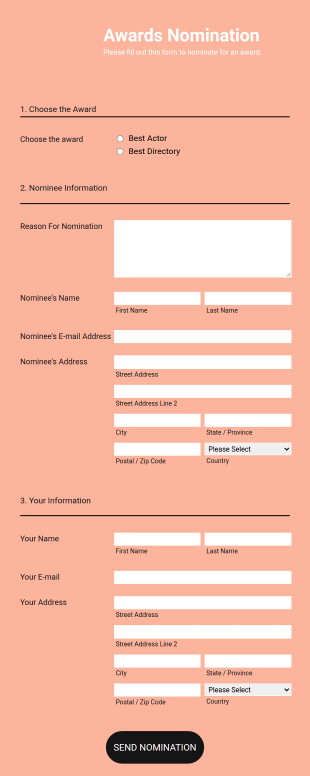 Responsive Awards Nomination Form Template