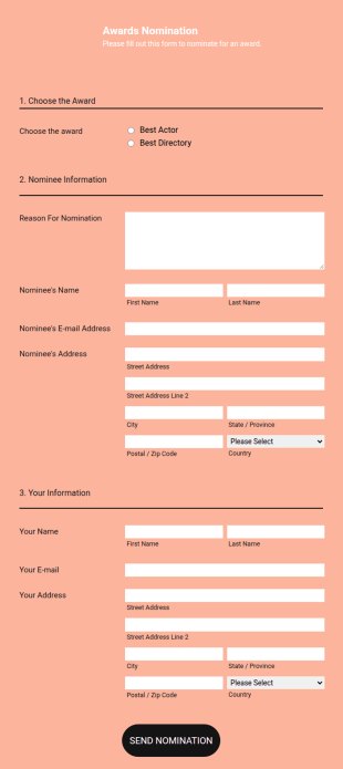 Responsive Awards Nomination Form Template
