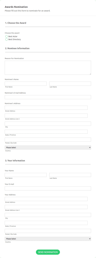 Awards Nomination 2 Red Theme And Responsive Form Template