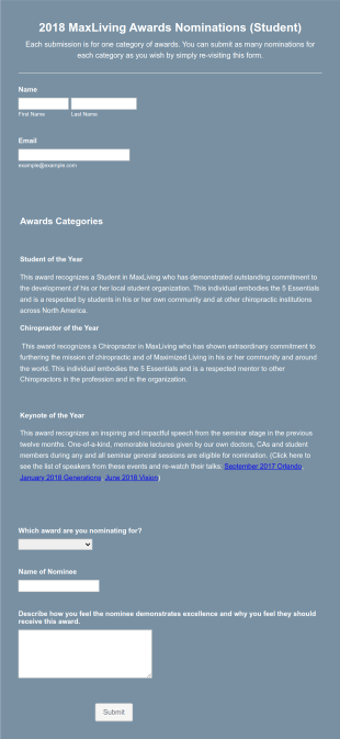 Awards Nominations Form Template