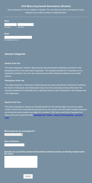 Awards Nominations Form Template