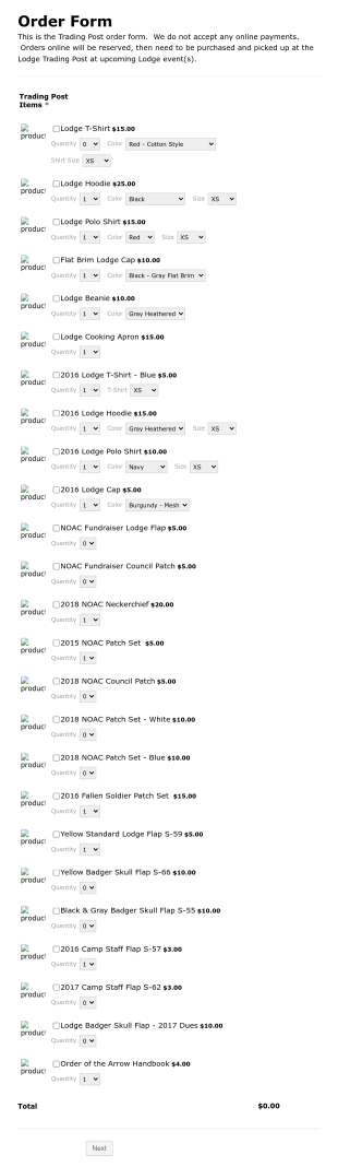 Awaxaawe Awachia Lodge OA Trading Post Form Template