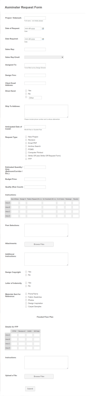 Axminster Request Form Template