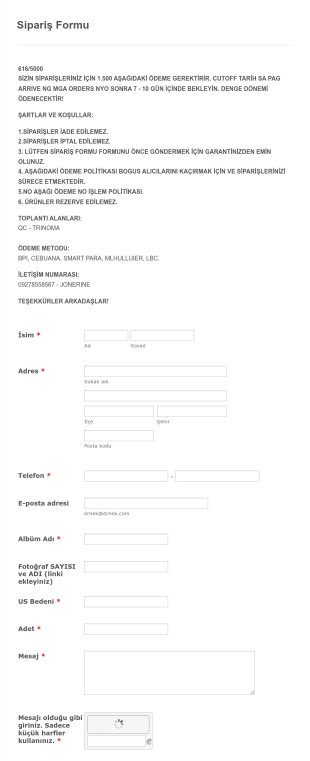Ayakkabı Sipariş Form Template