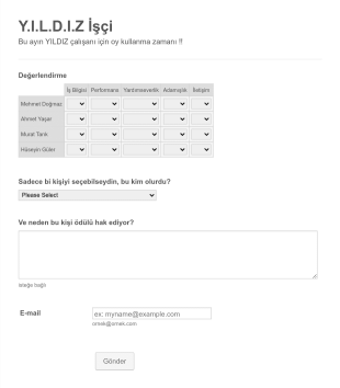 Ayın Çalışanı Oy Verme Form Template