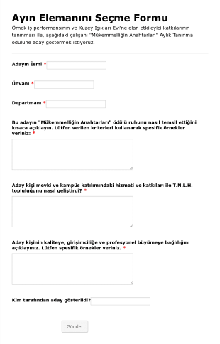 Ayın Elemanını Seçme Form Şablonu