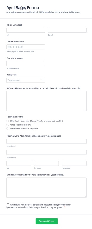 Ayni Bağış Form Template