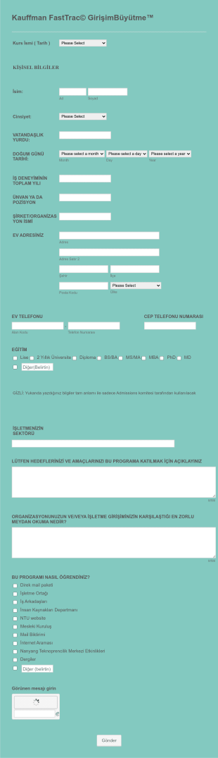 Ayrıntılı Kayıt Form Template