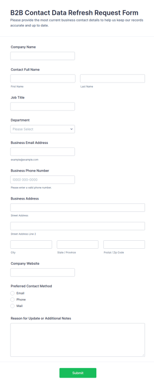B2B Contact Data Refresh Request Form Template