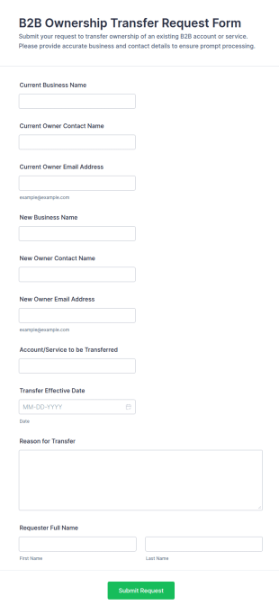 B2B Ownership Transfer Request Form Template