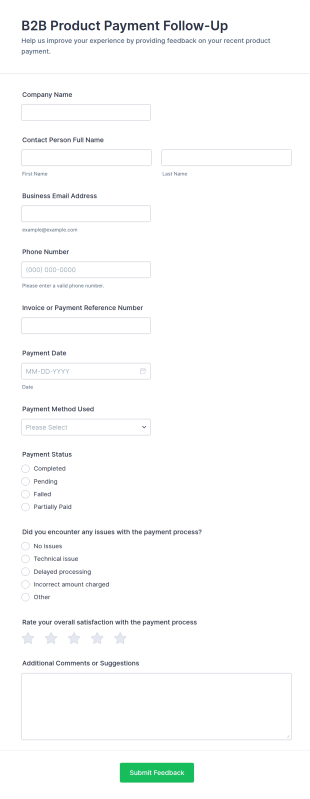 B2B Product Payment Follow Up Form Template