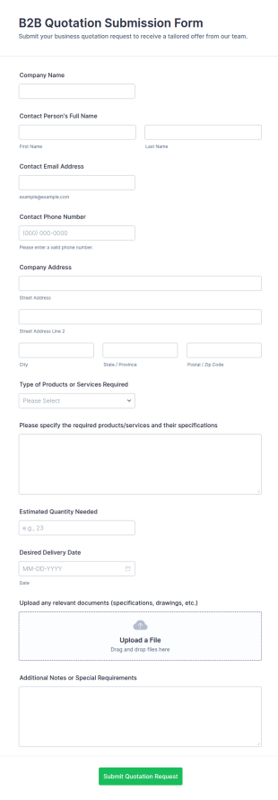 B2B Quotation Submission Form Template