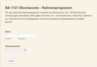 BA 1721 Blockwoche Rahmenprogramm