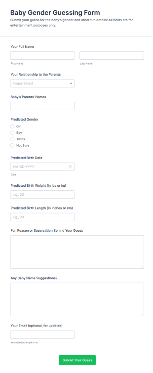 Baby Gender Guessing Form Template