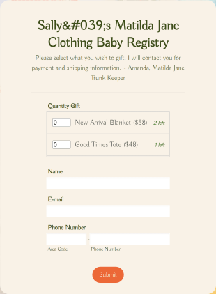 Baby Registry Form Template