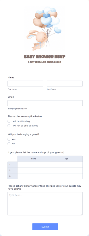 Baby Shower RSVP Form Template