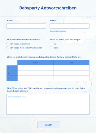 Babyparty Antwortschreiben Form Template