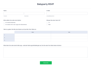 Babyparty RSVP Form Template