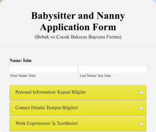 Babysitter And Nanny Application Form Template