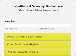 Babysitter And Nanny Application Form Template