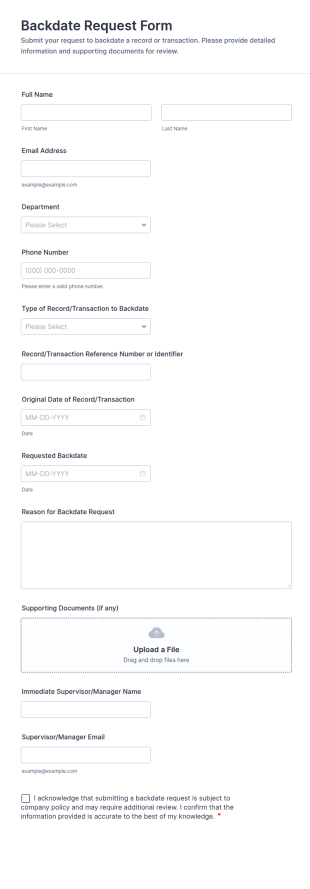 Backdate Request Form Template