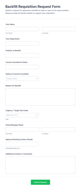 Backfill Requisition Request Form Template