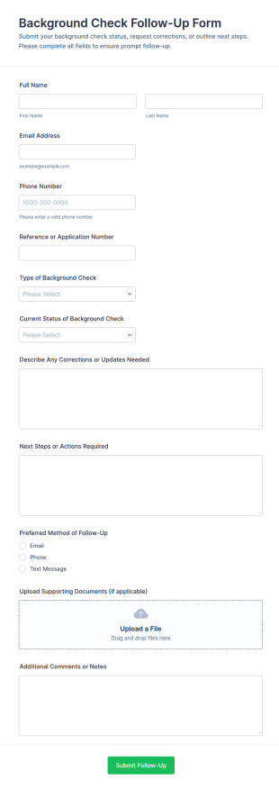 Background Check Follow Up Form Template