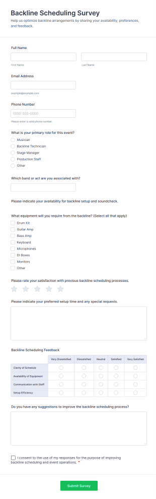 Backline Scheduling Survey Form Template