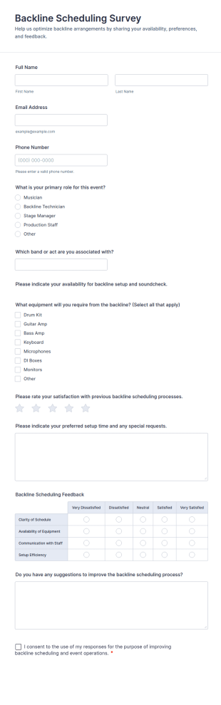 Backline Scheduling Survey Form Template