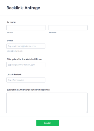 Backlink Anforderungsformular Form Template