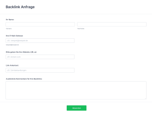 Backlink Anfrageformular Form Template