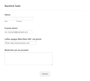 Backlink İstek Form Şablonu