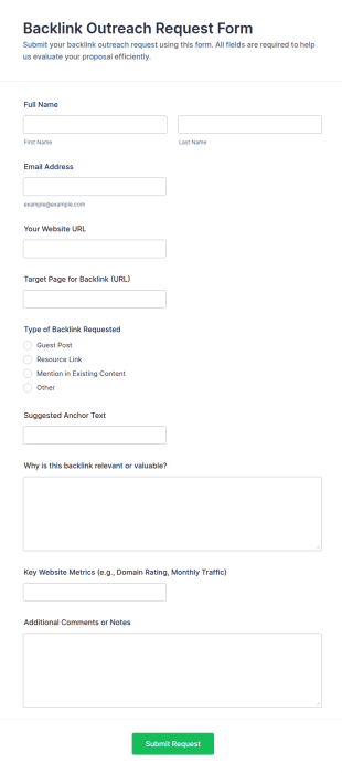 Backlink Outreach Request Form Template