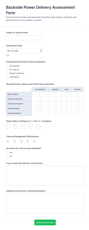 Backside Power Delivery Assessment Form Template