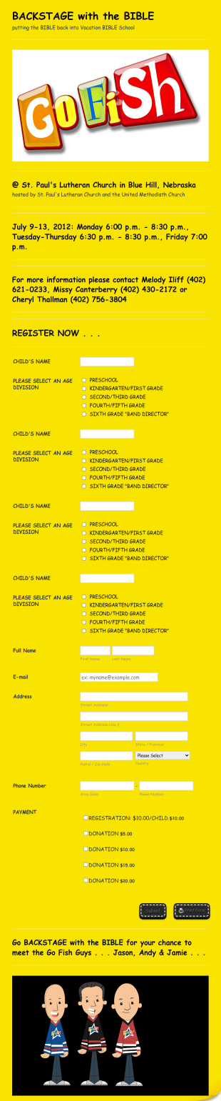 BACKSTAGE With The BIBLE Form Template