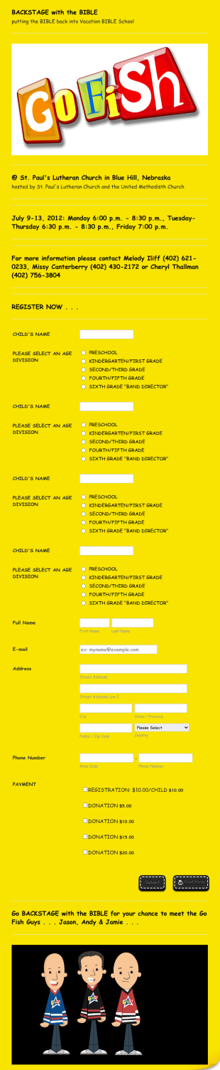 BACKSTAGE With The BIBLE Form Template