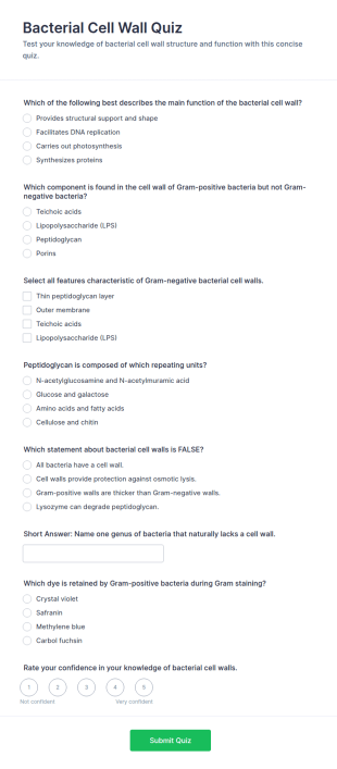 Bacterial Cell Wall Quiz Form Template