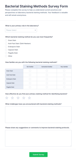 Bacterial Staining Methods Survey Form Template