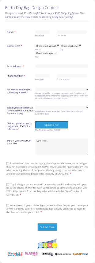 Bag Design Contest Form Template