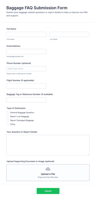 Baggage FAQ Submission Form Template