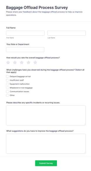 Baggage Offload Process Survey Form Template