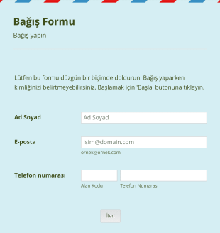 Bağış Form Template