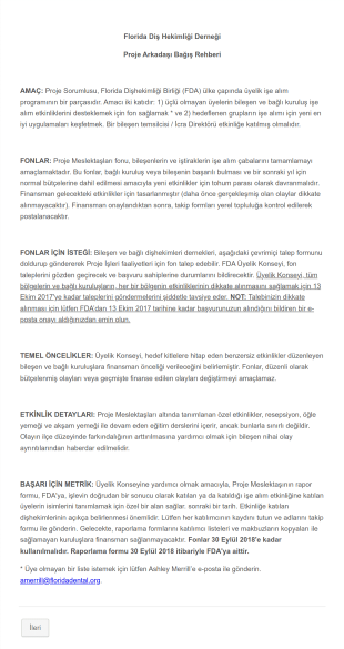 Bağış İstek Form Template