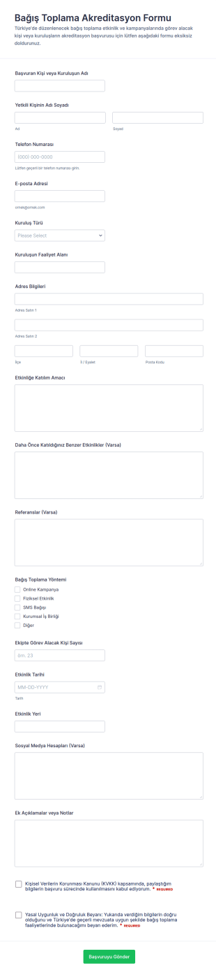 Bağışçı Akreditasyon Form Şablonu