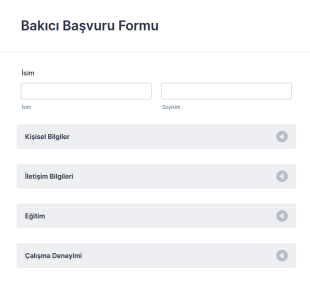 Bakıcı Başvuru Form Şablonu