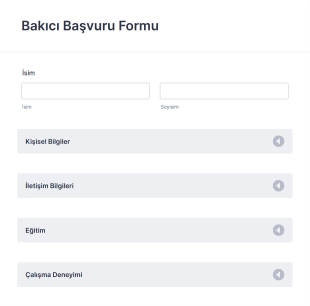 Bakıcı Başvuru Form Şablonu